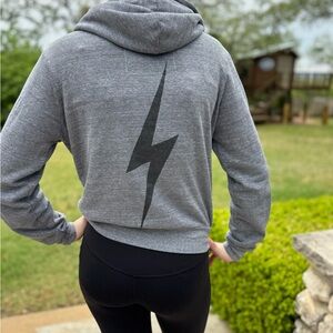 Aviator Nation Charcoal Hoodie with Gold Zipper